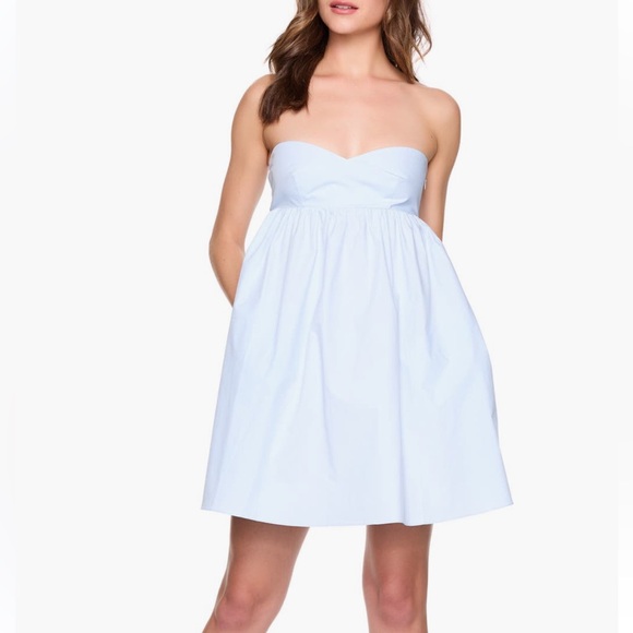 NWT Susana Monaco Strapless Cotton Poplin Babydoll Mini Dress in Baby Blue - Picture 1 of 4